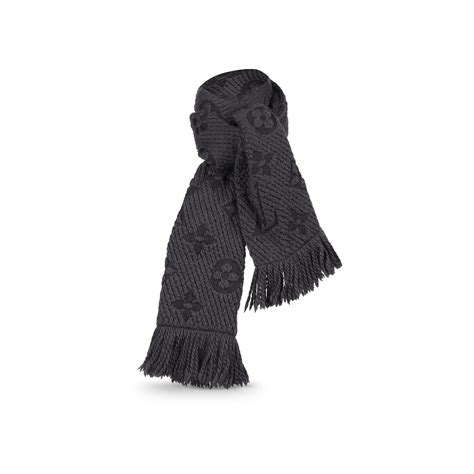 louis vuitton logomania scarf charcoal grey|louis vuitton signature scarf.